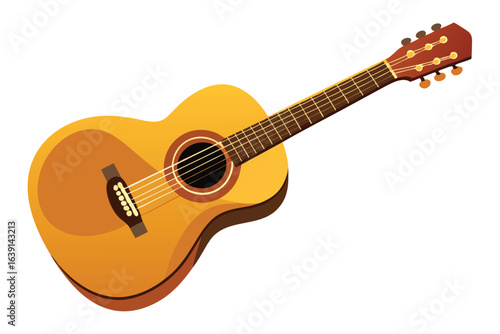 Stylized Acoustic Guitar Illustration a Musical Instrument with Six Strings and Classic Design Perfect for Graphic Art