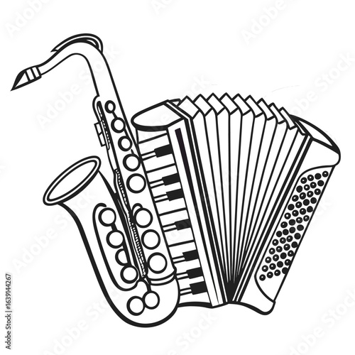 Harmonious Duet A Saxophone and Accordion Composition Evoking Musical Traditions and Rhythmic Melodies