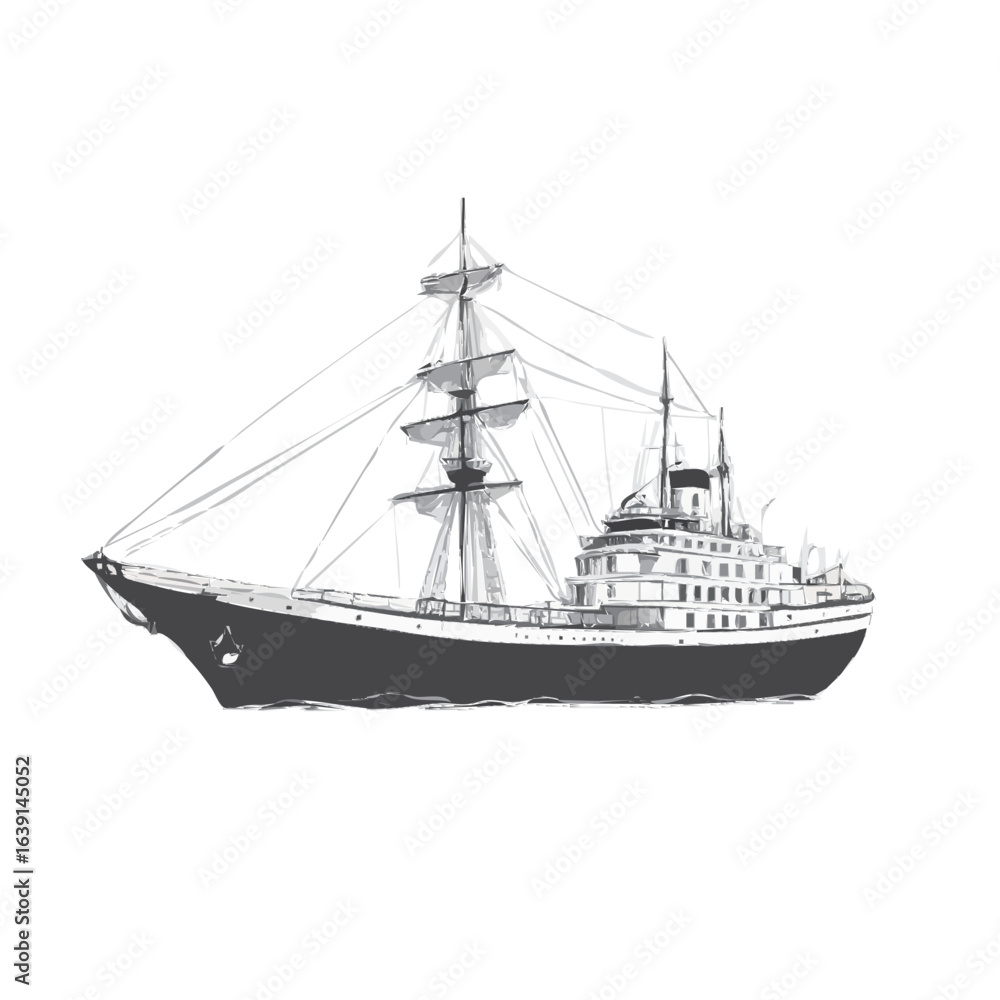 Naklejka premium ship on the white background