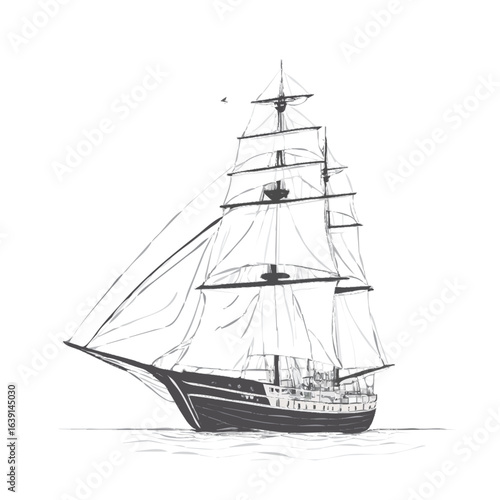 Wallpaper Mural sailing ship isolated on white Torontodigital.ca