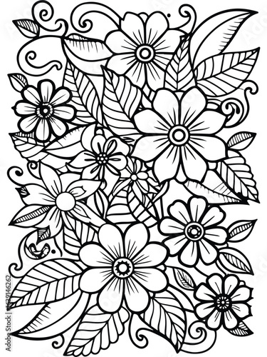 Realistic flower coloring for adults and kids 


