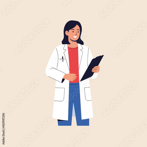 Diet doctor checks medical records in professional uniform, holding clipboard, for consultation. Diet doctor ensures medical checkup is thorough, consulting with patients and giving advice.