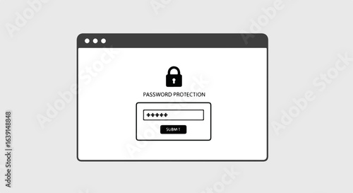 Free Download Password protection shown on a browser window, login screen displays an icon of a padlock and a form. The password protection with security measures is essential to safeguarding sensitive information. - GFXLoad