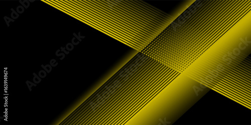 Yellow and black vector, technology 3d futuristic glow with line shapes banner
