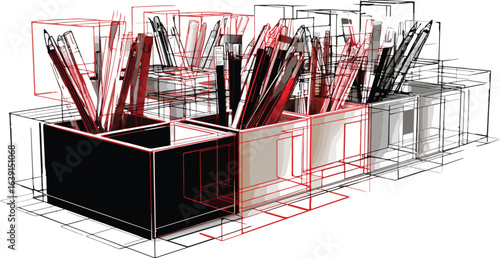 Abstract pencil pen holder illustration