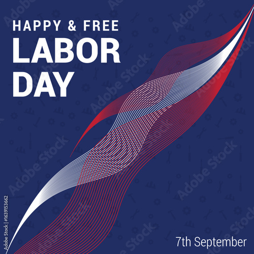 Wavy shapes on blue background for labor day | Free Vector