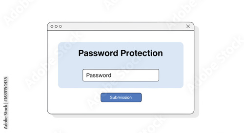 Password protection login screen on white. Password protection secures your data and prevents unauthorized access.