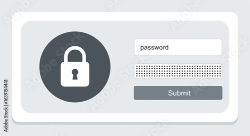 Password protection with a padlock icon and submit button on a website interface. Password protection is essential for safeguarding online accounts and personal data from cyber threats.