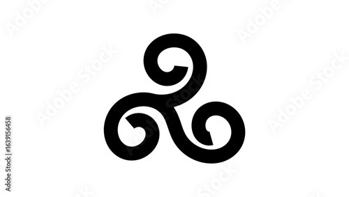 triple spiral celtic symbol,black isolated silhouette