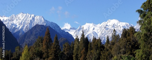 Panorama of Franz Josef Glacier, Westland National Park, South Island, New Zealand