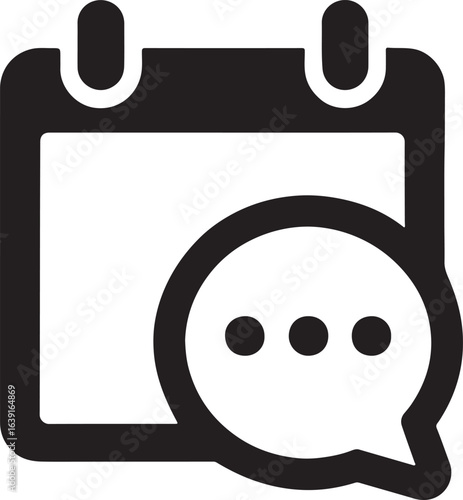 Calendar with speech bubble silhouette vector showing meeting, chat, discussion, and appointment.