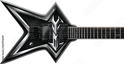 Black silver star shaped electric guitar