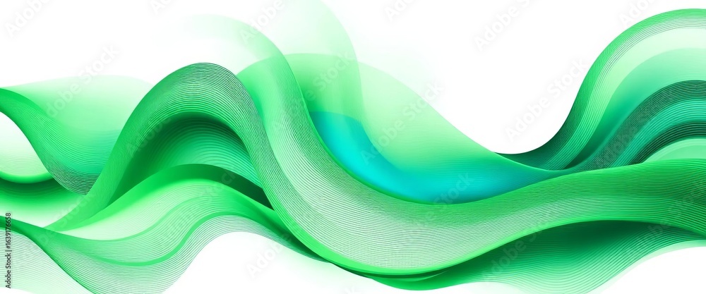 Obraz premium Abstract green wave vector pattern on white background, background, artistic