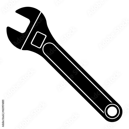 adjustable wrench isolated on white