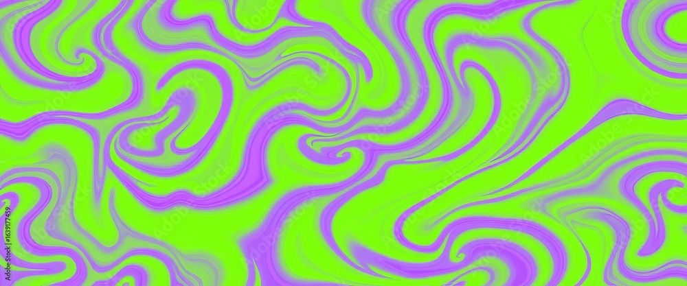 Fototapeta premium Seamless hypnotic green violet swirling illusion pattern, green, psychedelic