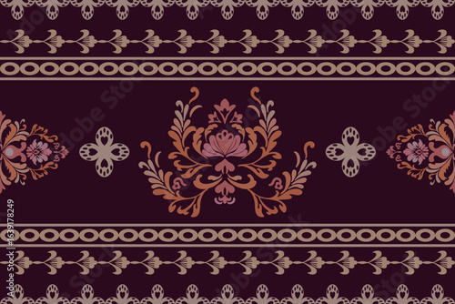 Vintage floral background with ornate gold decorative border pattern