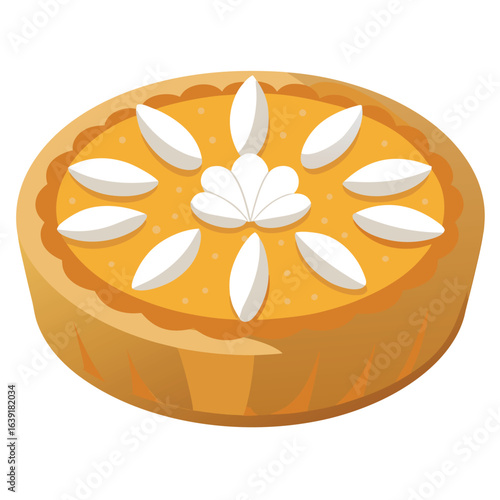 Almond tart with powdered sugar illustration