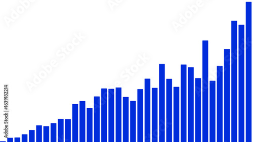 Blue bar graph chart diagram statistics analysis data visualization information growth progress report trend 100