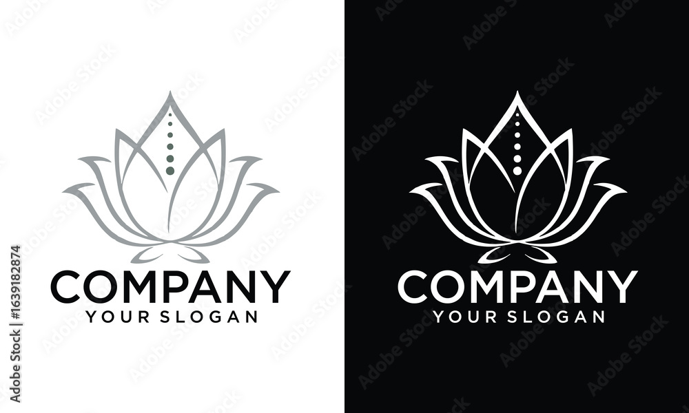 Obraz premium Creative Lotus icon in black outlined and solid.