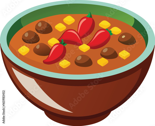 Hearty chili con carne in a bowl