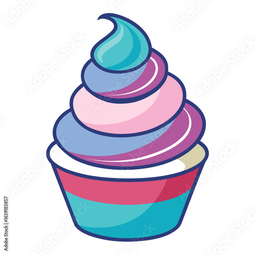 Frozen yogurt swirl with colorful toppings