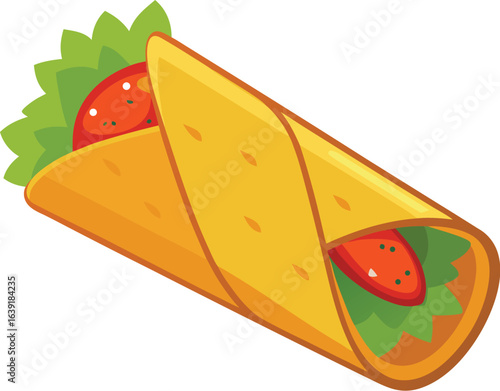 Kathi roll sliced on white background