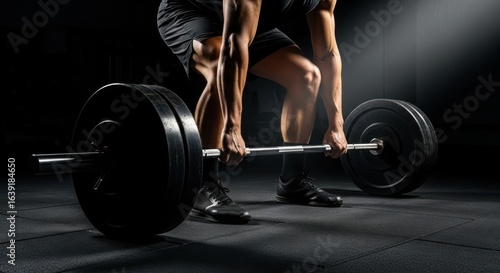 A man deadlifts a heavy barbell, showcasing strength and power in a focused workout session.