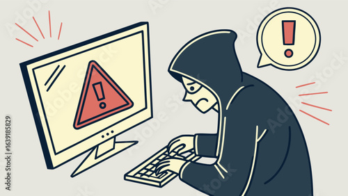 Cyber security threat vulnerability hacker attack computer warning internet safety risk online protection