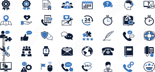 Support icon set. editable stroke. Vector illustration