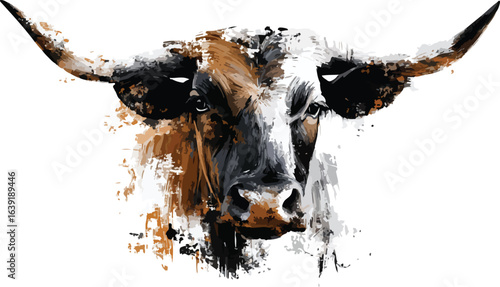 Colorful cow head portrait painting