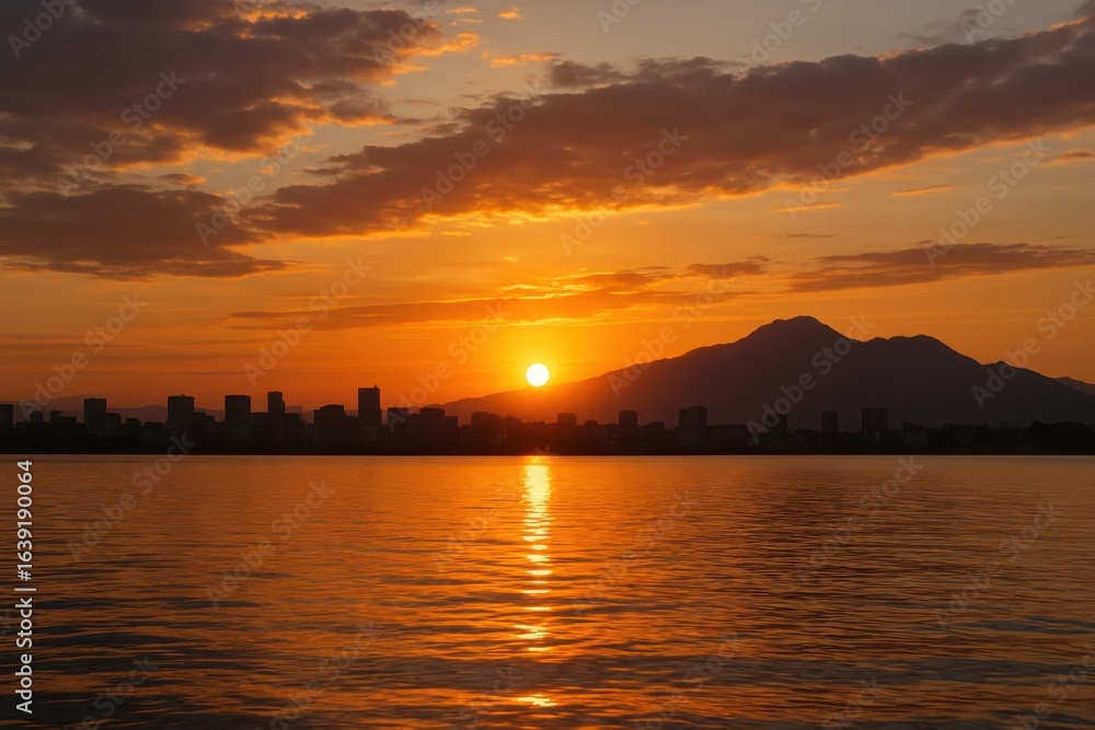 Naklejka premium A City by the Sea