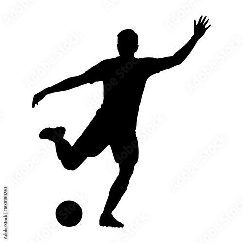 Soccer player kicking ball silhouette football