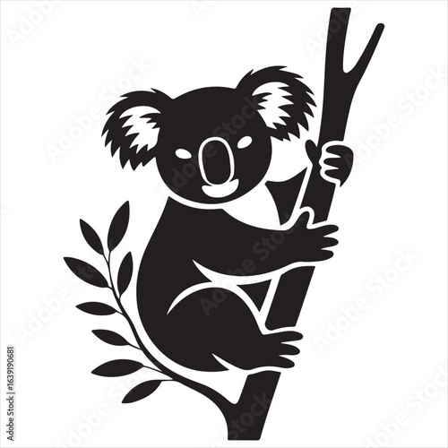 Koala Silhouette Vector Set | Cute Tree Climbing Animal Logo Design


