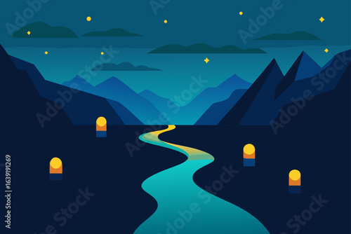 lights flowing over the fjord