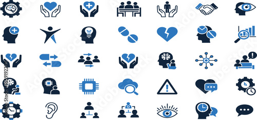 Psychology outline icon set. editable stroke. vector illustration.