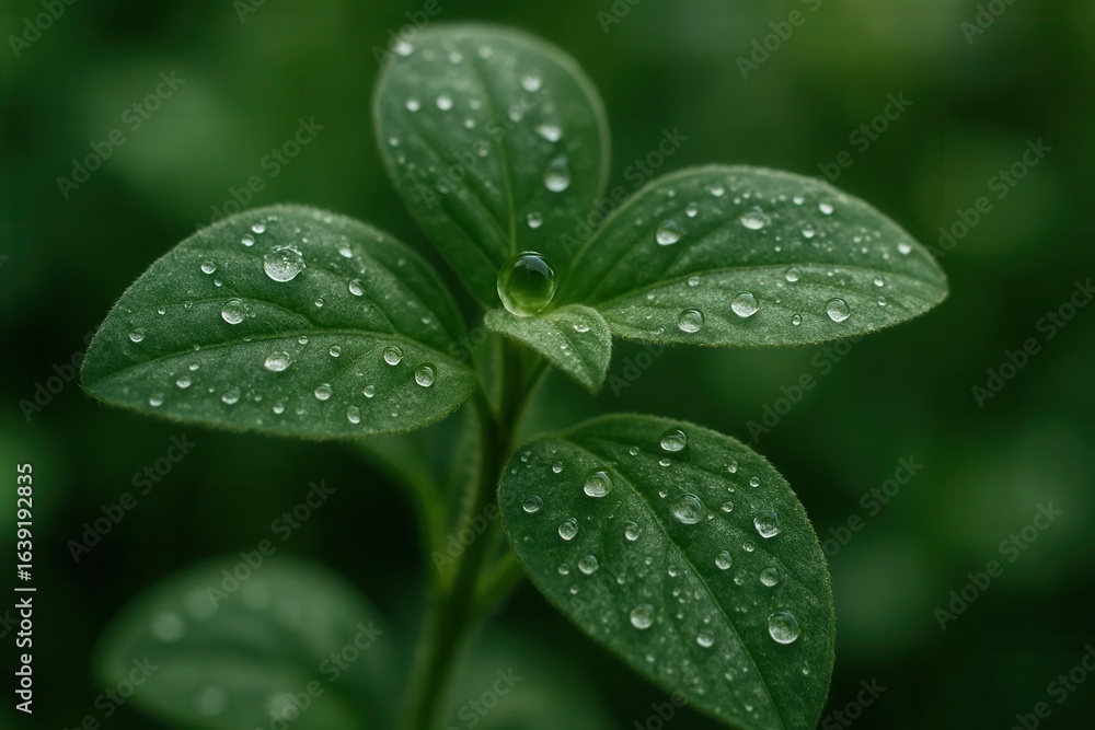 Fototapeta premium A Close-Up of a Leaf with Water Droplets