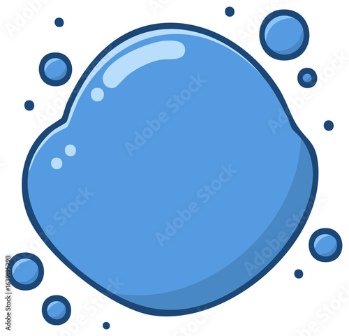 Illustrated Blue Water Droplet, Bubbles, Drops, Clean, and Fresh. Aquatic Elements