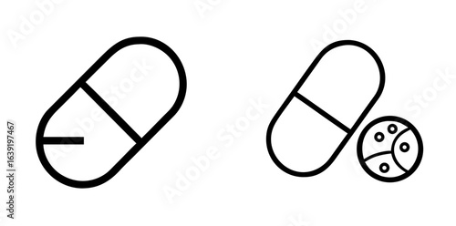 Pill Icon Medicine and Pharmaceutical Capsule for Health and Treatment