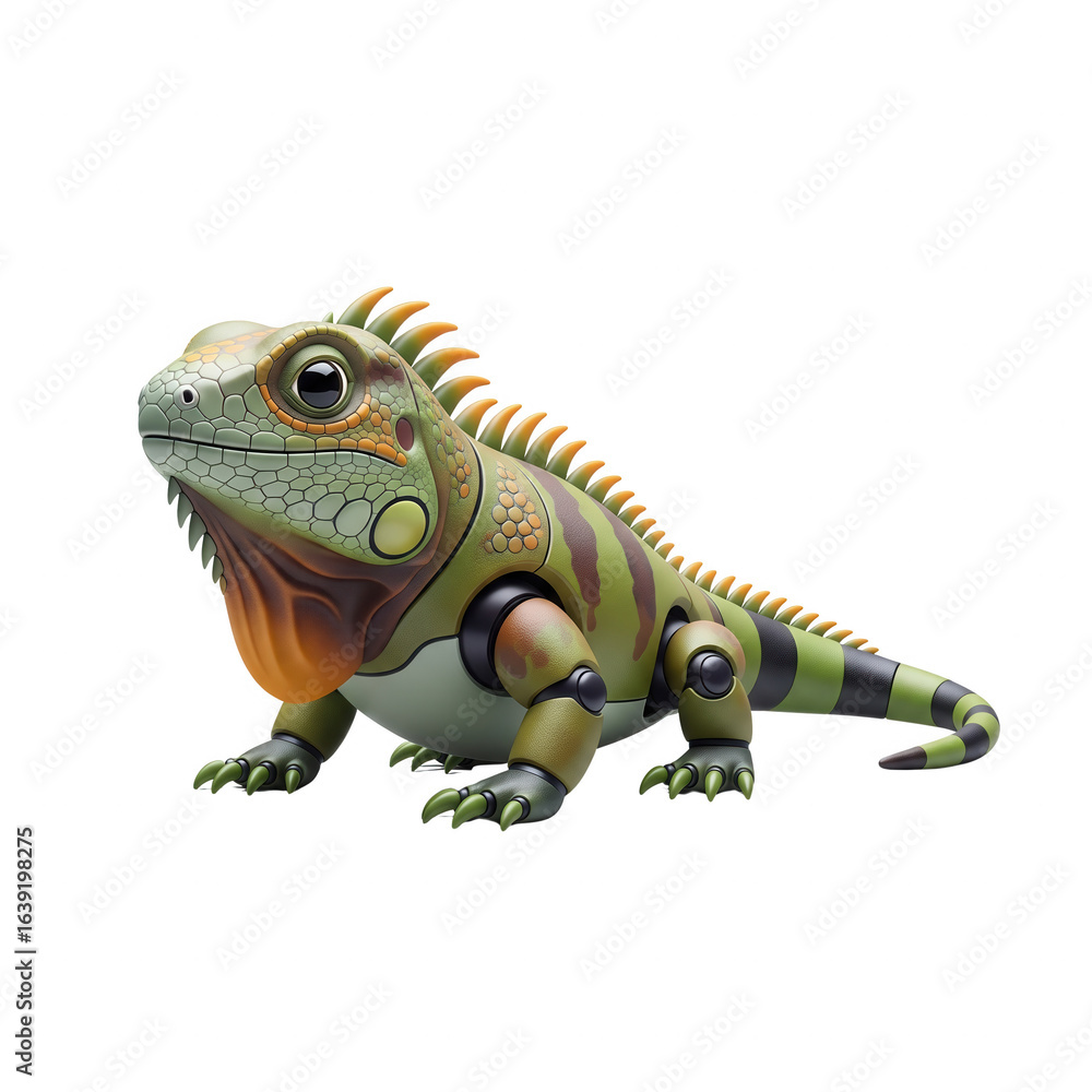 Fototapeta premium Detailed Mechanical Iguana Toy On transparent Background For Collectors And Enthusiasts