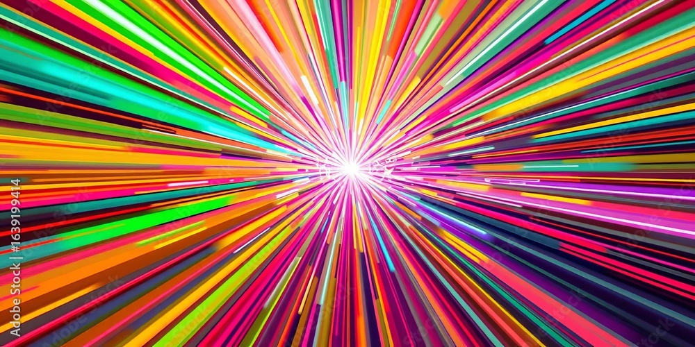 Dynamic radial speed lines, vibrant colors, explosion effect, abstract hyperspace tunnel background,  lines,  futuristic