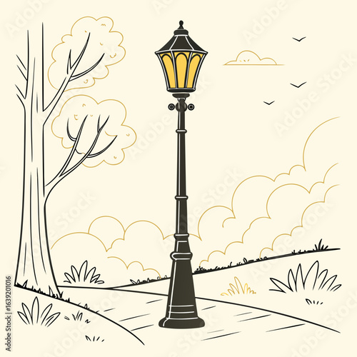 retro lamp vector illustration
