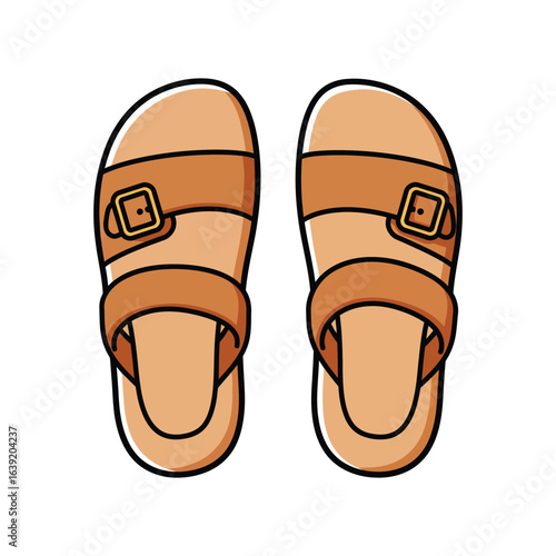 Pair of Cartoon Brown Leather Sandals