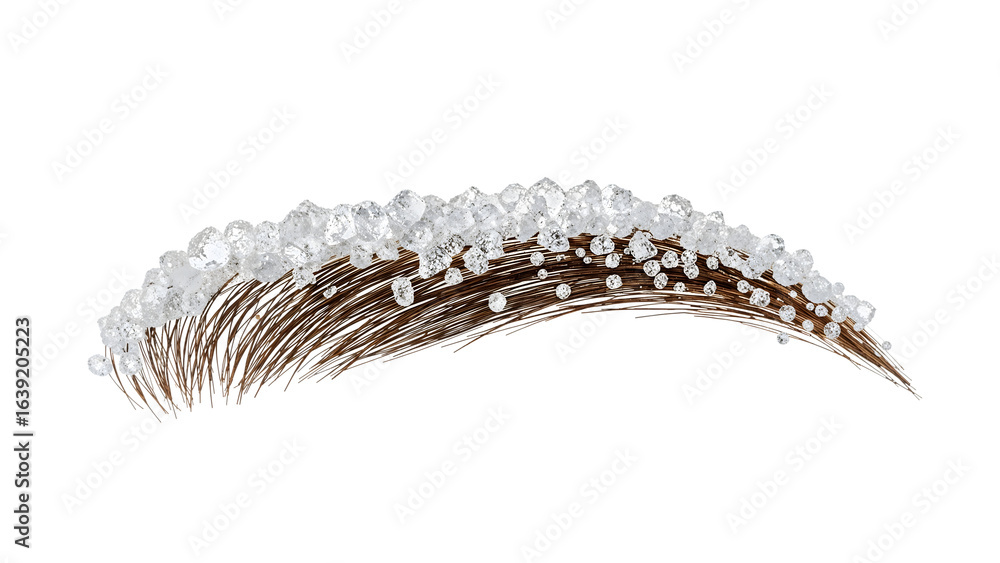 Obraz premium Luxury eyebrow design with crystals and diamonds on the transparent background for beauty, fashion, glamour, and makeup concepts