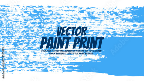 Blue paint brush stroke. Hand drawn banner with brush bold line. Modern style design. Vector illustration.