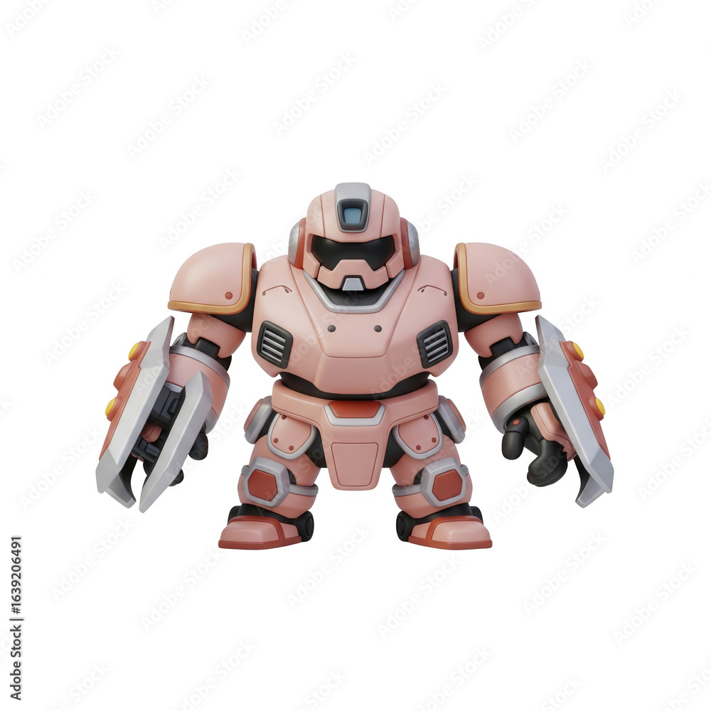 Fototapeta premium Pink Robot With Claw Hands On A transparent Background Illustrates Future Technology