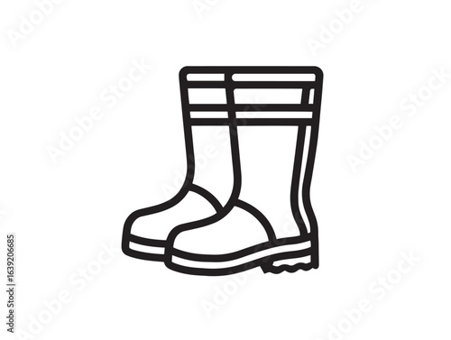 Rain boots footwear icon in clean stylish vector outline