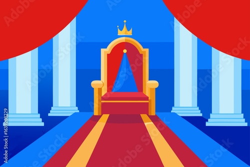 Illustration of a throne in a royal room