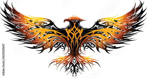 Fiery bird graphic design illustration