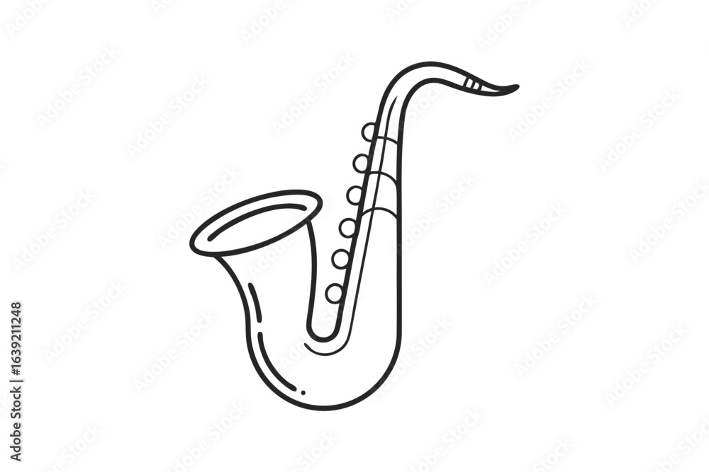 Naklejka premium Line Art Saxophone Illustration Creative Musical Instrument Design A Classic Wind Instrument Drawn with Simple and Artistic Lines