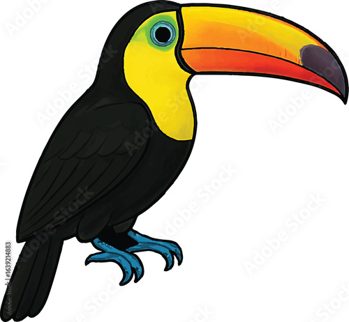 Toucan Side Profile Vector Illustration – Isolated Bird Graphic in Flat Style on White Background